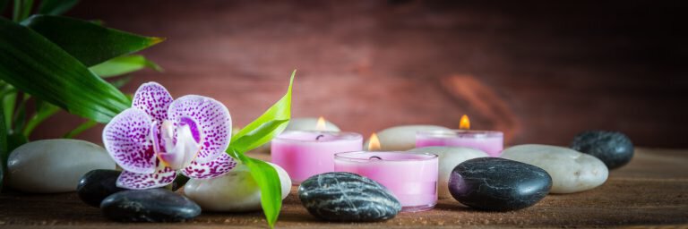 candles with rocks