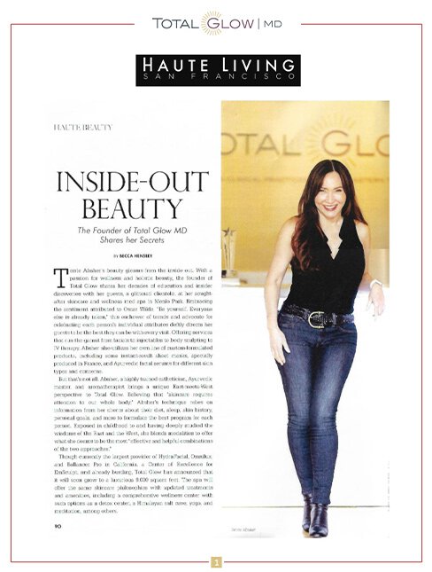 Haute Living San Francisco featured article on Total Glow and Beauty