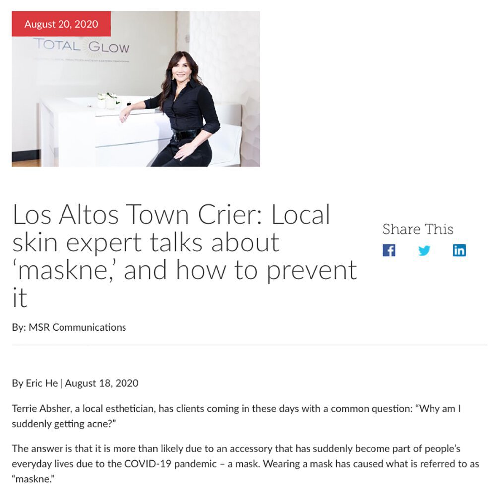 Los Altos Town Crier article with local skin expert Terrie Absher